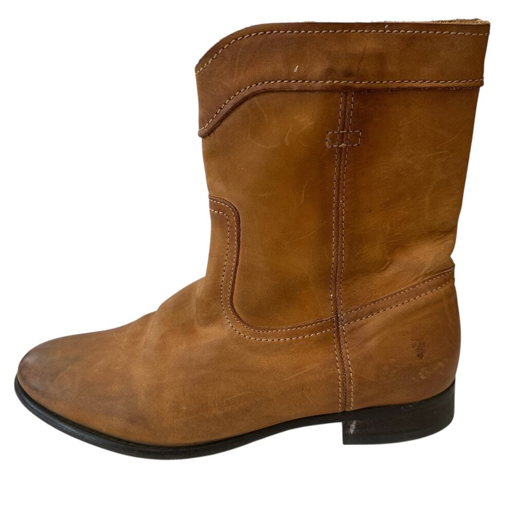 Vintage Frye Boots Tan Brown Leather Ankle Boot Western Women's Size 7.5 8